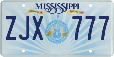 MS license plate ZJX777