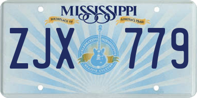 MS license plate ZJX779