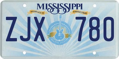MS license plate ZJX780
