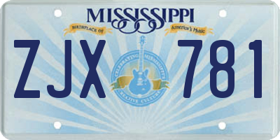 MS license plate ZJX781