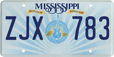 MS license plate ZJX783