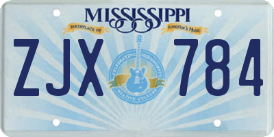 MS license plate ZJX784