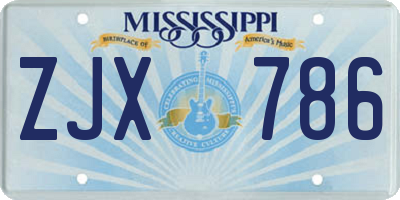 MS license plate ZJX786
