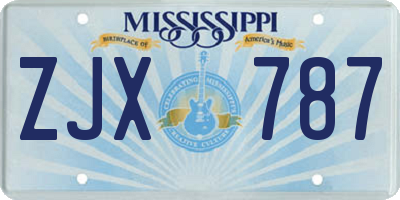 MS license plate ZJX787