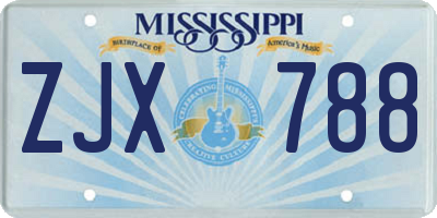 MS license plate ZJX788