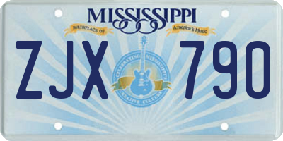 MS license plate ZJX790