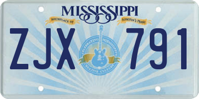 MS license plate ZJX791