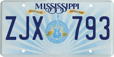 MS license plate ZJX793