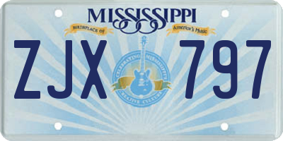 MS license plate ZJX797