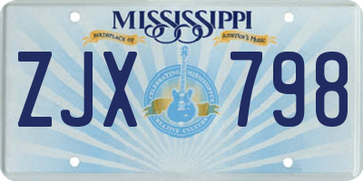 MS license plate ZJX798
