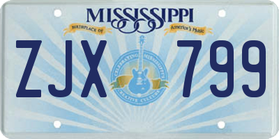 MS license plate ZJX799