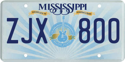 MS license plate ZJX800