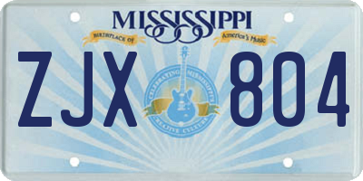 MS license plate ZJX804