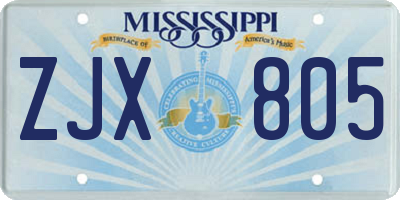 MS license plate ZJX805
