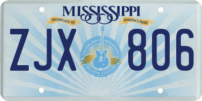 MS license plate ZJX806