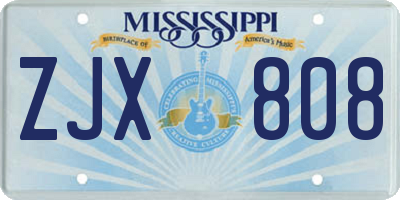 MS license plate ZJX808