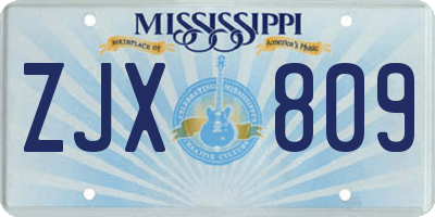 MS license plate ZJX809