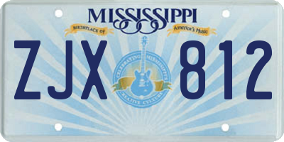 MS license plate ZJX812