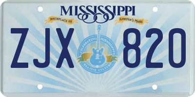MS license plate ZJX820