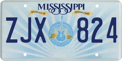 MS license plate ZJX824