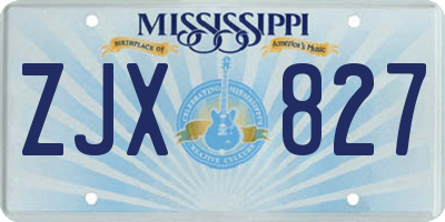 MS license plate ZJX827