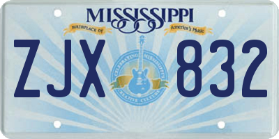 MS license plate ZJX832