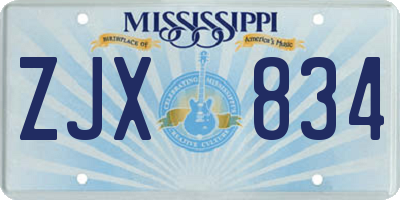 MS license plate ZJX834