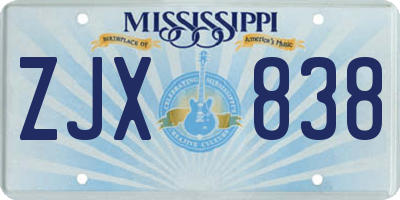 MS license plate ZJX838