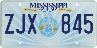MS license plate ZJX845