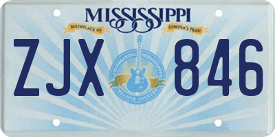 MS license plate ZJX846
