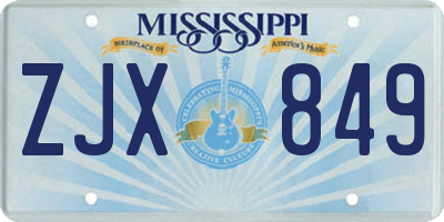 MS license plate ZJX849