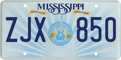 MS license plate ZJX850