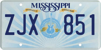 MS license plate ZJX851