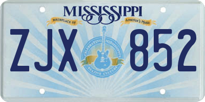 MS license plate ZJX852