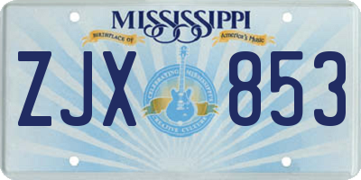 MS license plate ZJX853