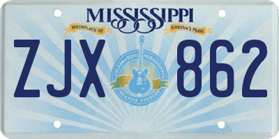 MS license plate ZJX862