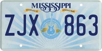 MS license plate ZJX863