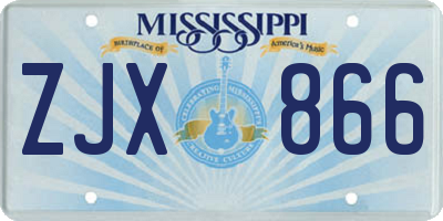 MS license plate ZJX866