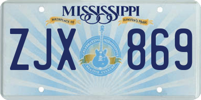 MS license plate ZJX869