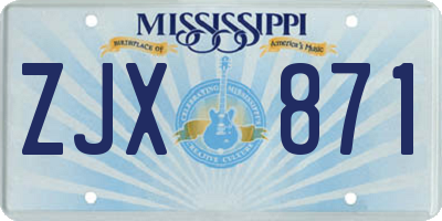 MS license plate ZJX871