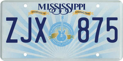 MS license plate ZJX875
