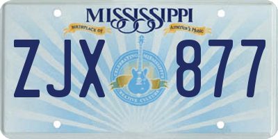 MS license plate ZJX877