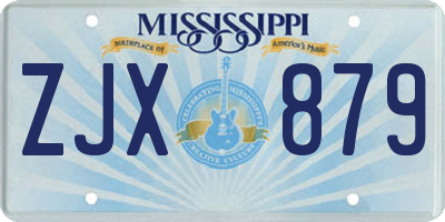 MS license plate ZJX879