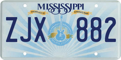 MS license plate ZJX882