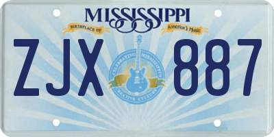 MS license plate ZJX887
