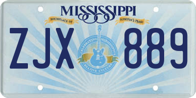 MS license plate ZJX889