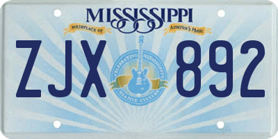 MS license plate ZJX892