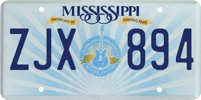 MS license plate ZJX894
