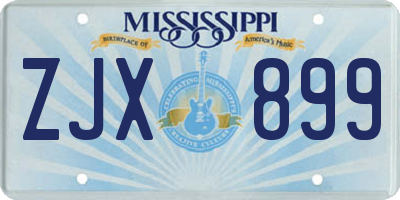 MS license plate ZJX899