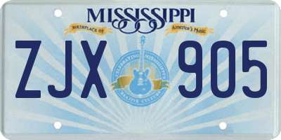 MS license plate ZJX905